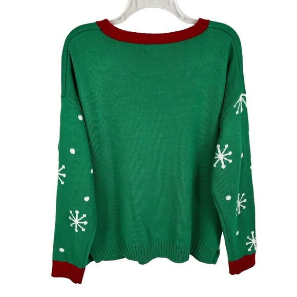 Blizzard Bay Green Ugly Christmas Cool Snowman Sunglasses Sweater Men’s Large - Picture 2 of 10